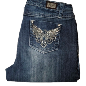 EARL JEANS Cropped Whiskering jeans Size 10 crystals/ bling/ metallic